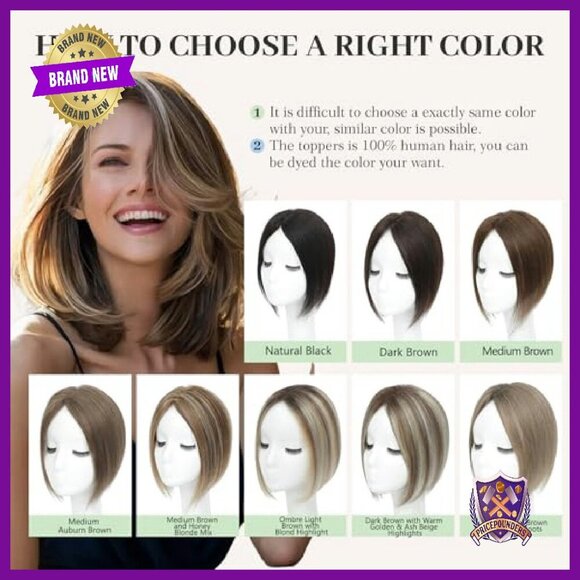 100% Human Hair Topper 10in Swiss Lace Base Clip In Hairpiece